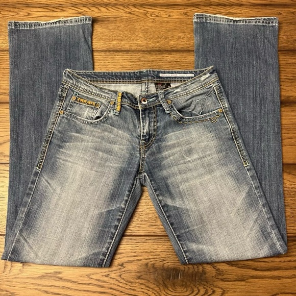 Buffalo David Bitton Embroidered Bootcut Scandal Distressed Jeans Women’s 28x32 - Picture 1 of 12
